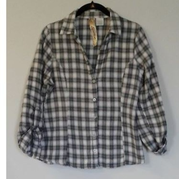 Plaid Flannel Tapered Button Shirt - Picture 1 of 4